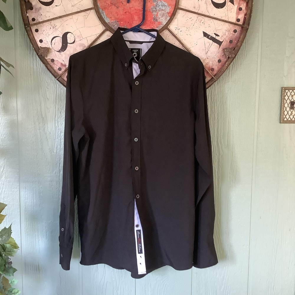 Men’s Fried Denim size Medium slim fit long sleeve black dress shirt